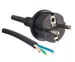 Mains cable rubber/neoprene 1.5 mm², CEE 7/7, open-end 3cm stripped, H07RN-F 3G, VDE, length 2.00m